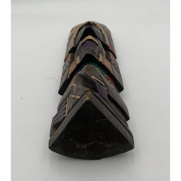Vintage Hand painted Aztec Wooden Totem Pole - Picture 6 of 8
